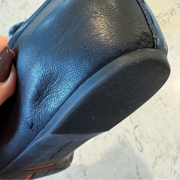 Rockport Total Motion Trutech Black Leather Ballet Flats w/Almond Toe & Bow - 10 - Picture 9 of 13